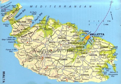 Map of the island of Malta